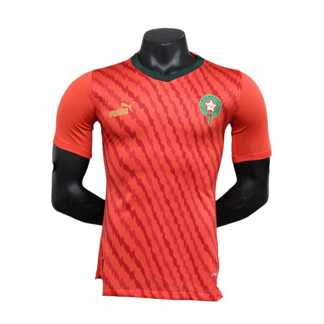 Camisa Seleção de Marrocos I (Home) 23/24 - Jogador Masculina - Vermelho - Manto Elegante