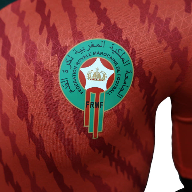 Camisa Seleção de Marrocos I (Home) 23/24 - Jogador Masculina - Vermelho - Manto Elegante