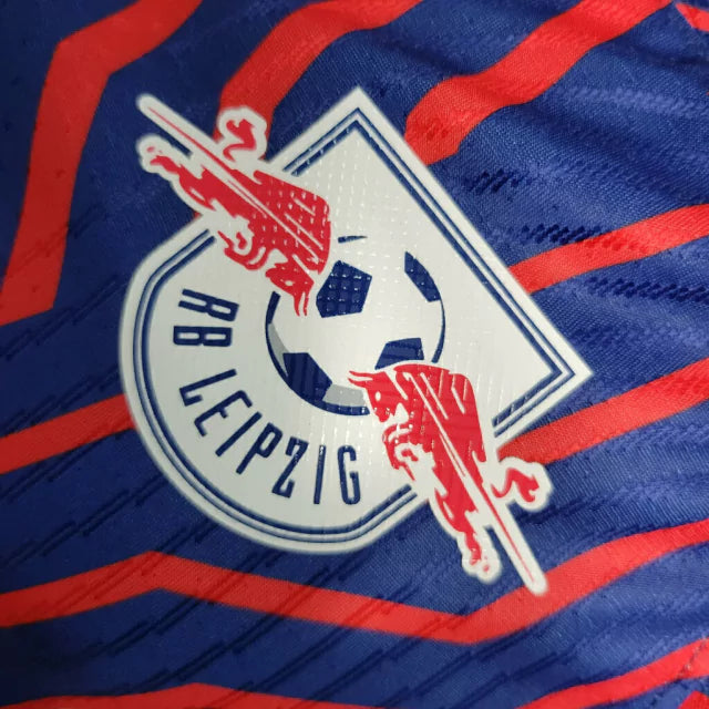 Camisa RB Leipzig II (Away) 23/24 - Jogador Masculina - Azul e Vermelho - Manto Elegante