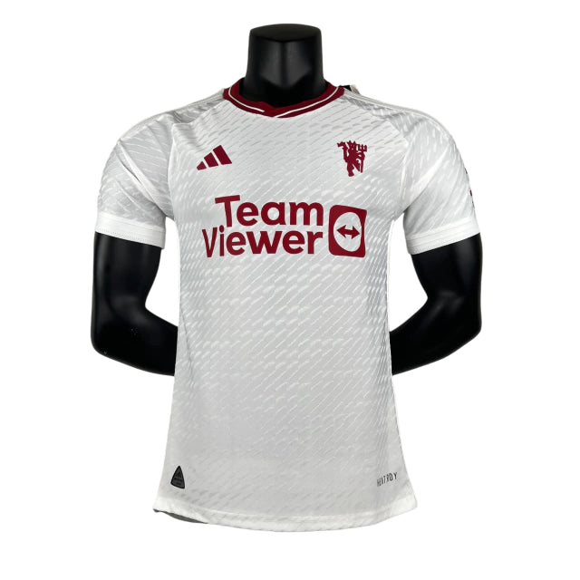 Camisa Manchester United III (Third) 23/24 - Jogador Masculina - Branco - Manto Elegante