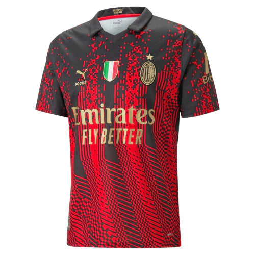 Camisa Milan IV (Fourth) 23/24 - Torcedor Masculina - Preto e Vermelho - Manto Elegante