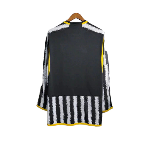 Camisa Manga Longa Juventus I (Home) 23/24 - Torcedor Masculina - Preto e Branco - Manto Elegante