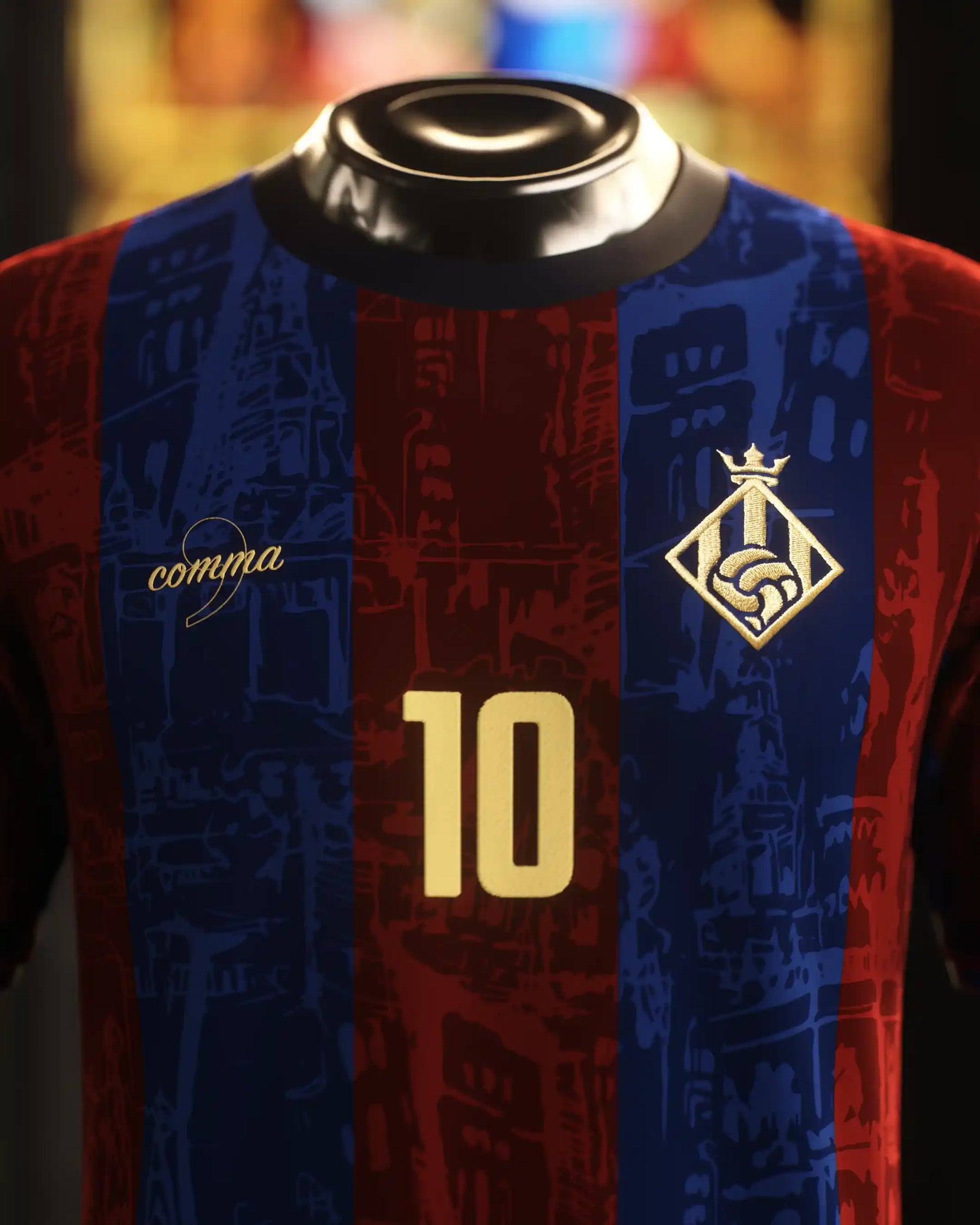 Camisa "Legends Of Barcelona" 24/25 - Messi #10 LA PULGA - Edição Especial Trio MSN - Torcedor Masculina - Vermelho e Azul