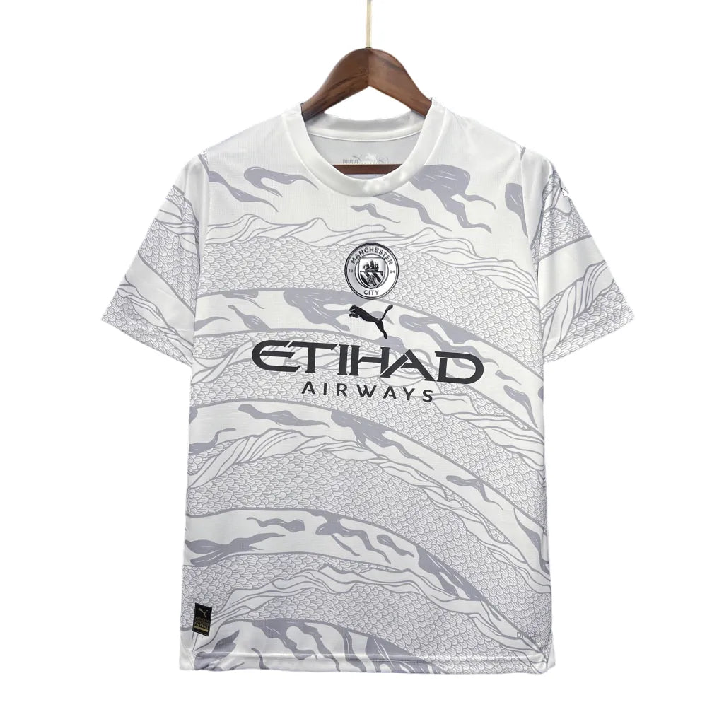 Camisa Manchester City "Ano do Dragão de Madeira" 24/25 - Torcedor Masculina - Cinza - Manto Elegante