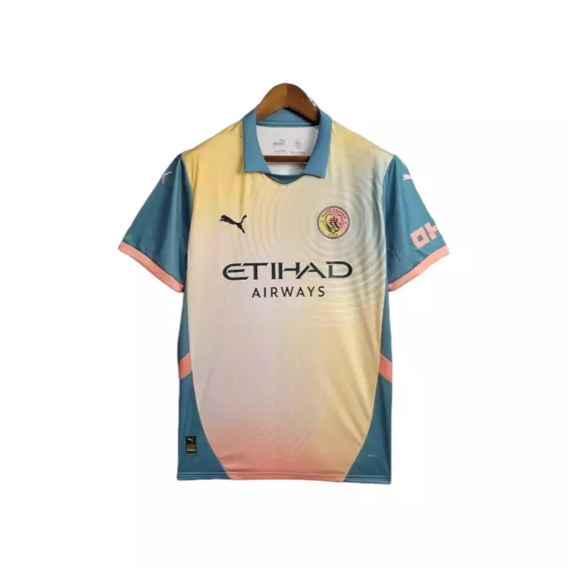 Camisa Manchester City IV (Fourth) 24/25 - Torcedor Masculina - Azul e Rosa