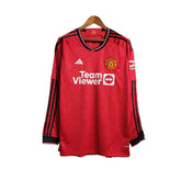 Camisa Manga Longa Manchester United I (Home) 23/24 - Torcedor Masculina - Vermelho - Manto Elegante