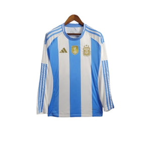 Camisa Manga Longa Seleção da Argentina I (Home) 24/25 - Torcedor Masculina - Branco e Azul