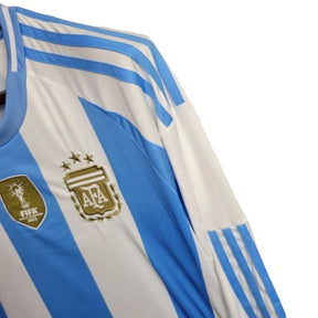 Camisa Manga Longa Seleção da Argentina I (Home) 24/25 - Torcedor Masculina - Branco e Azul