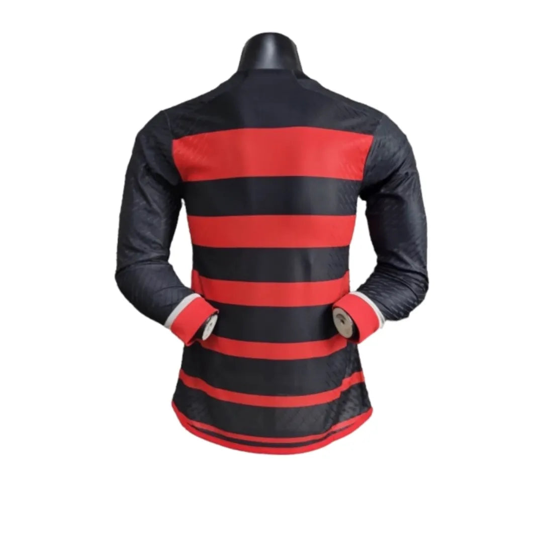 Camisa Manga Longa Flamengo I 24/25 - Jogador Masculina - Vermelho e Preto - Manto Elegante