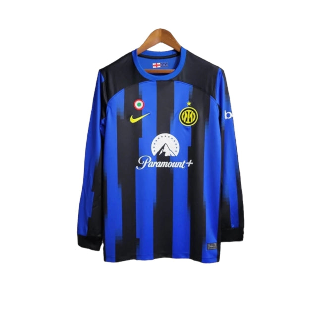 Camisa Manga Longa Inter de Milão I (Home) 23/24 - Torcedor Masculina - Azul e Preto - Manto Elegante