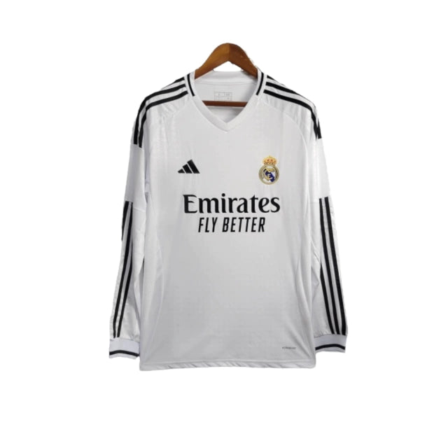 Camisa Manga Longa Real Madrid I (Home) 24/25 - Torcedor Masculina - Branco