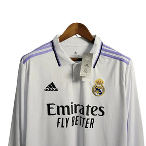 Camisa Manga Longa Real Madrid I (Home) 22/23 - Torcedor Masculina - Branco