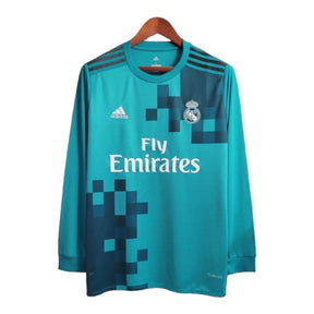 Camisa Manga Longa Retrô Real Madrid II (Away) 17/18 - Torcedor Masculina - Verde - Manto Elegante