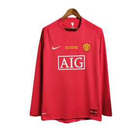 Camisa Manga Longa Retrô Manchester United I (Home) 07/08 - Torcedor Masculina - Vermelho