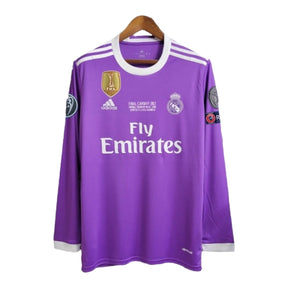 Camisa Manga Longa Retrô Real Madrid II (Away) 16/17 - Torcedor Masculina - Roxo - Manto Elegante