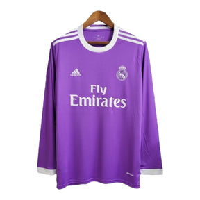 Camisa Manga Longa Retrô Real Madrid II (Away) 16/17 - Torcedor Masculina - Roxo - Manto Elegante