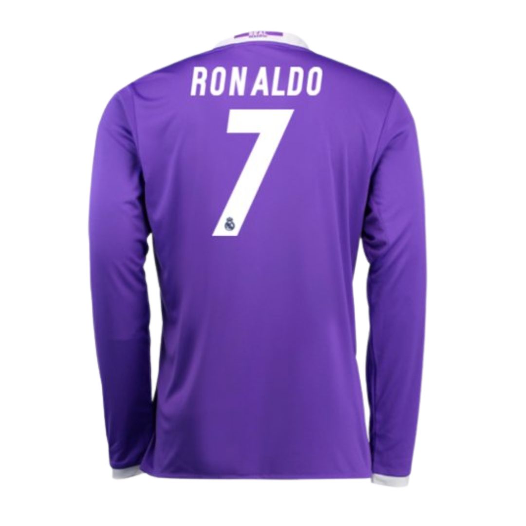 Camisa Manga Longa Retrô Real Madrid II Cristiano Ronaldo #7 2016 - Torcedor Masculina - Roxo