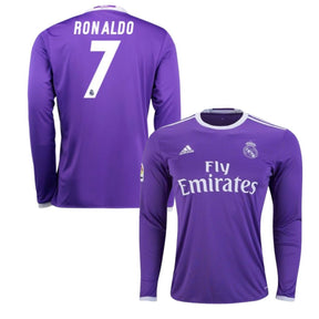 Camisa Manga Longa Retrô Real Madrid II Cristiano Ronaldo #7 2016 - Torcedor Masculina - Roxo