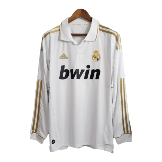 Camisa Manga Longa Retrô Real Madrid I (Home) 11/12 - Torcedor Masculina - Branco - Manto Elegante