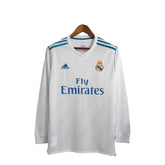 Camisa Manga Longa Retrô Real Madrid I (Home) 17/18 - Torcedor Masculina - Branco - Manto Elegante