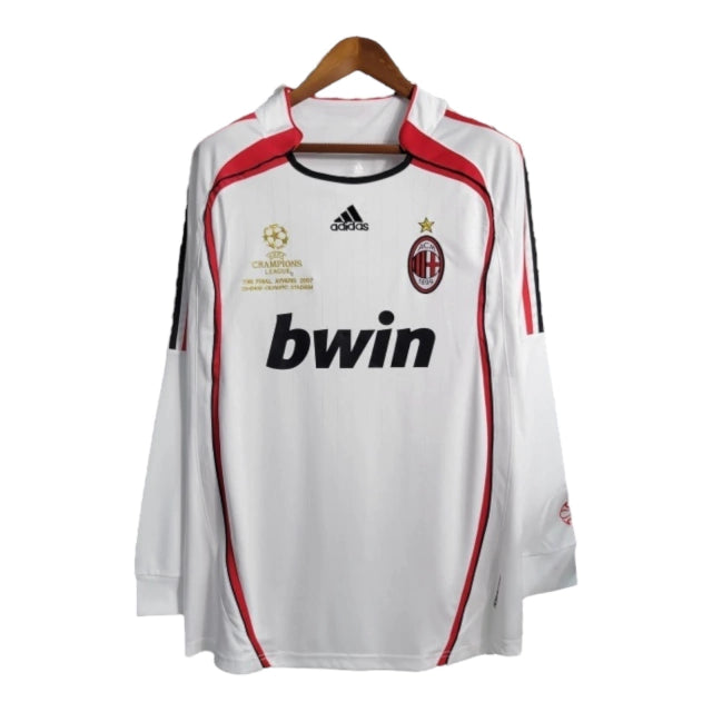 Camisa Manga Longa Retrô Milan II (Away) 06/07 - Torcedor Masculina - Branco - Manto Elegante