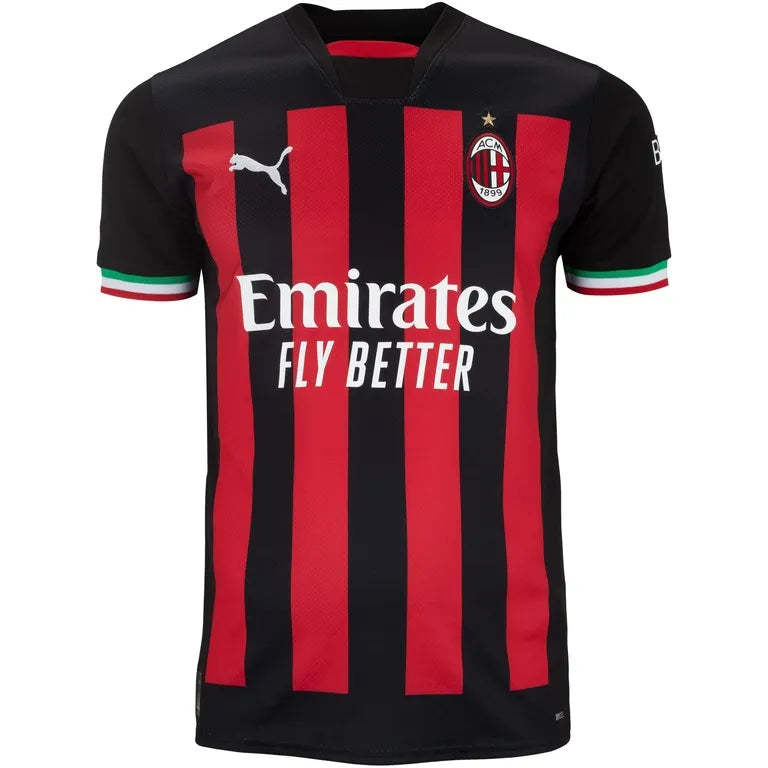 Camisa Milan I (Home) 22/23 - Torcedor Masculina - Vermelho e Preto - Manto Elegante