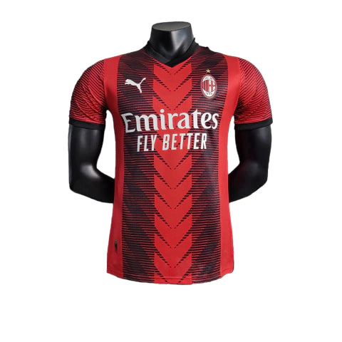 Camisa Milan I (Home) 23/24 - Jogador Masculina - Vermelho e Preto