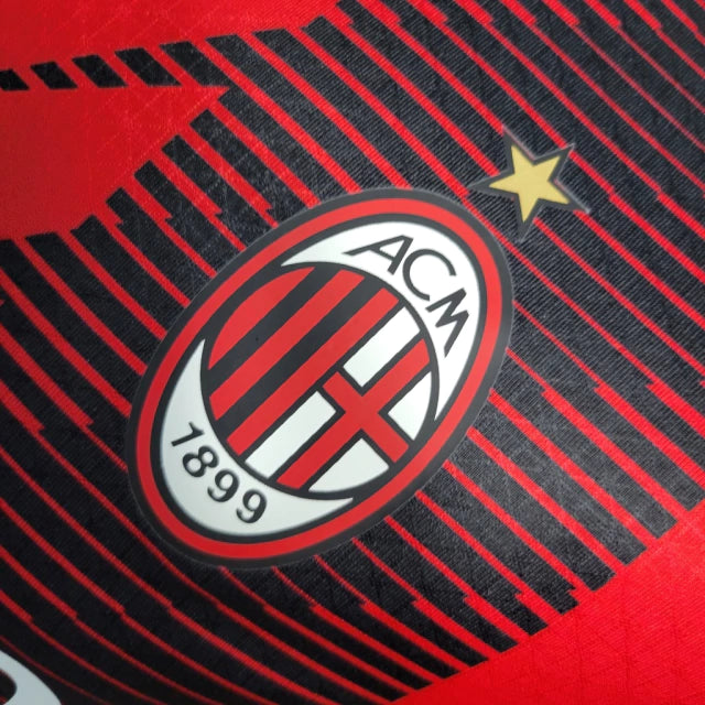 Camisa Milan I (Home) 23/24 - Jogador Masculina - Vermelho e Preto