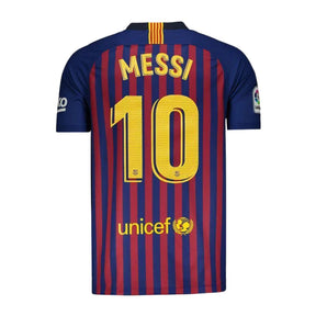 Camisa Retrô Barcelona I Messi #10 2018 - Torcedor Masculina - Vermelho e Azul