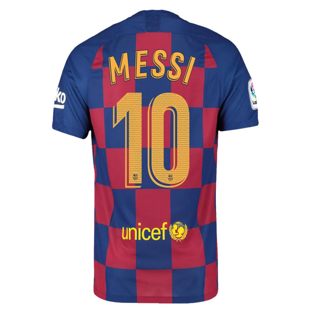 Camisa Retrô Barcelona I Messi #10 2019 - Torcedor Masculina - Vermelho e Azul