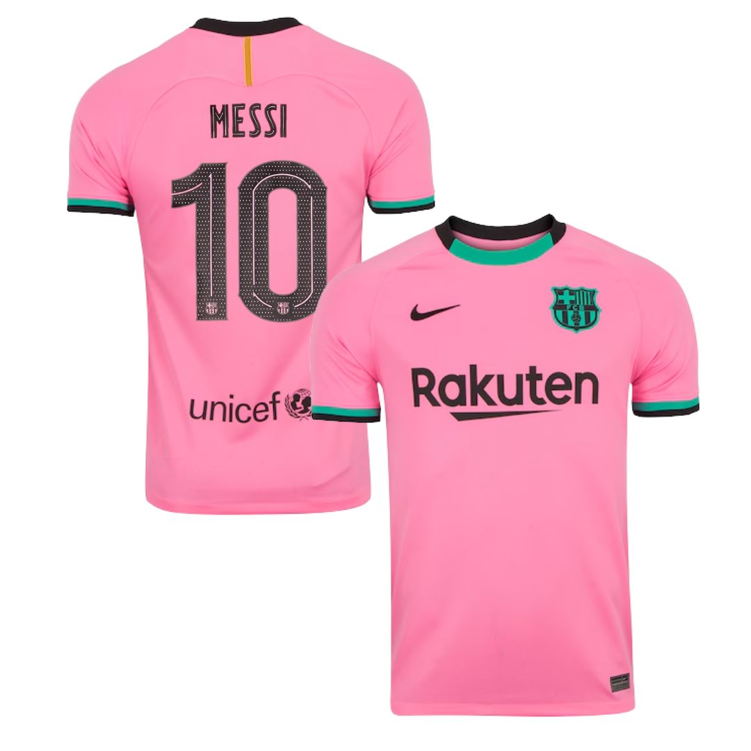 Camisa Retrô Barcelona III Messi #10 2020 - Torcedor Masculina - Rosa