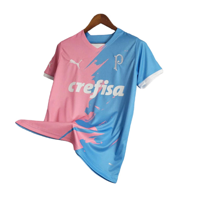 Camisa Palmeiras Edição Especial 23/24 - Torcedor Masculina - Branco, Rosa e Azul - Manto Elegante