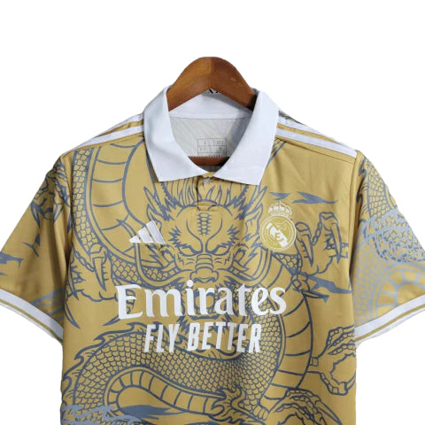 Camisa Real Madrid Edição Especial Dragão 23/24 - Torcedor Masculina - Dourado - Manto Elegante