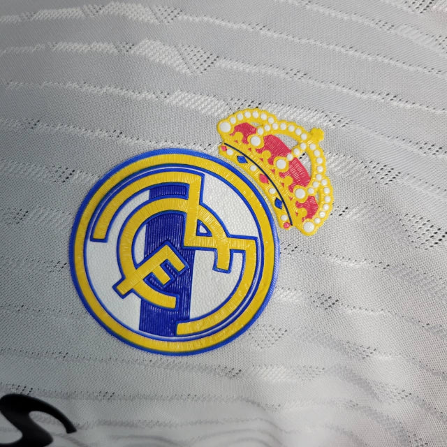 Camisa Manga Longa Real Madrid I (Home) 23/24 - Jogador Masculina - Branco - Manto Elegante