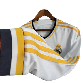 Camisa Manga Longa Real Madrid I (Home) 23/24 - Torcedor Masculina - Branco - Manto Elegante