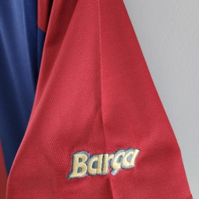 Camisa Retrô Barcelona I (Home) 1998 - Torcedor Masculina - Vermelho e Azul - Manto Elegante