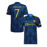Camisa Retrô Manchester United III Cristiano Ronaldo #7 2021 - Torcedor Masculina - Azul