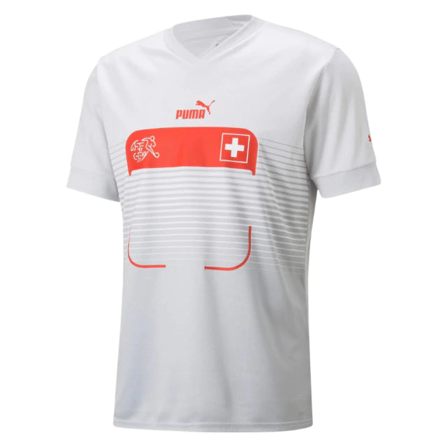 Camisa Seleção da Suíça II (Away) 2022 - Torcedor Masculina - Branco - Manto Elegante