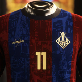 Camisa "Legends Of Barcelona" 24/25 - Neymar #11 THE PRINCE - Edição Especial Trio MSN - Torcedor Masculina - Vermelho e Azul