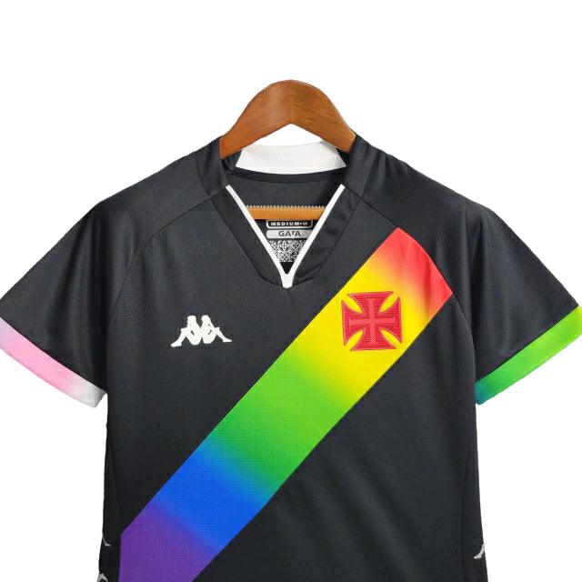 Camisa Vasco da Gama Kappa LGBTQIA+ 23/24 - Torcedor Feminina - Preto - Manto Elegante