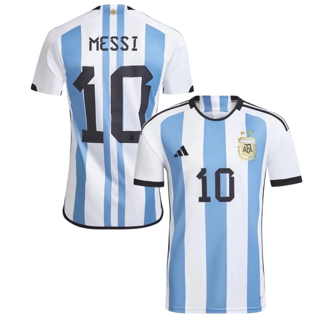 Camisa Argentina I Messi #10 2022 - Torcedor Masculina - Branco e Azul