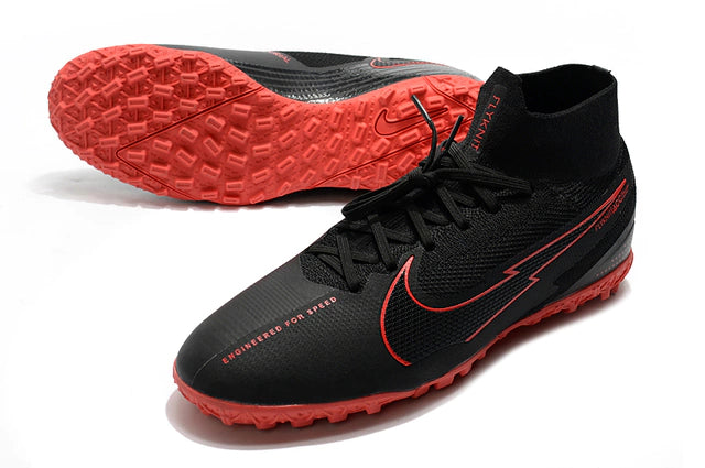 Chuteira de Society Nike Mercurial Superfly 7 Preto e Vermelho - Manto Elegante