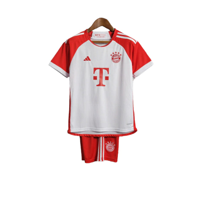 Conjunto Infantil Bayern de Munique I (Home) 23/24 - Branco - Manto Elegante