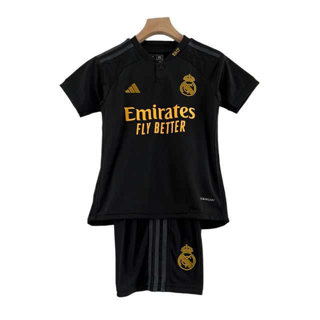 Conjunto Infantil Real Madrid III (Third) 23/24 - Preto - Manto Elegante