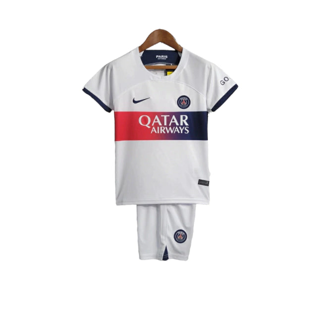 Conjunto Infantil PSG II (Away) 23/24 - Branco - Manto Elegante