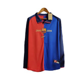 Camisa Manga Longa Retrô Barcelona Edição Especial Centenário 98/99 - Torcedor Masculina - Vermelho e Azul - Manto Elegante