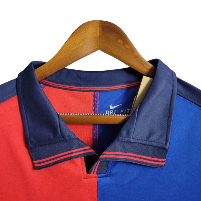 Camisa Manga Longa Retrô Barcelona Edição Especial Centenário 98/99 - Torcedor Masculina - Vermelho e Azul - Manto Elegante