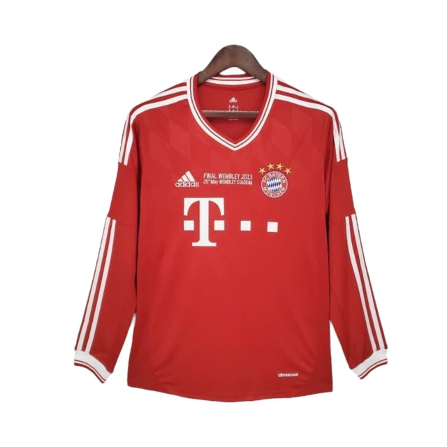 Camisa Manga Longa Retrô Bayern de Munique I (Home) 13/14 - Torcedor Masculina - Vermelho - Manto Elegante