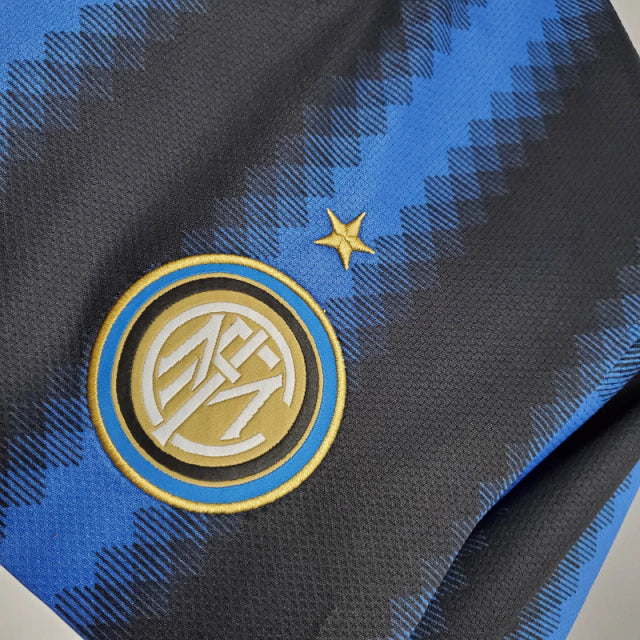 Camisa Manga Longa Retrô Inter de Milão I (Home) 10/11 - Torcedor Masculina - Azul e Preto - Manto Elegante