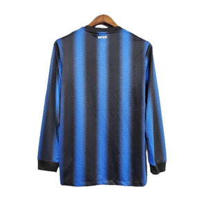 Camisa Manga Longa Retrô Inter de Milão I (Home) 10/11 - Torcedor Masculina - Azul e Preto - Manto Elegante